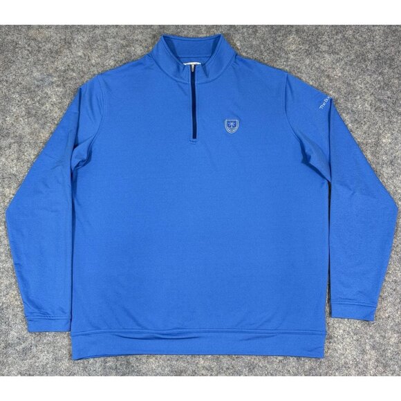 Peter Millar Mens Perth Performance 1/4 Zip Size XL Blue Boca Raton Golf Club - Picture 2 of 13